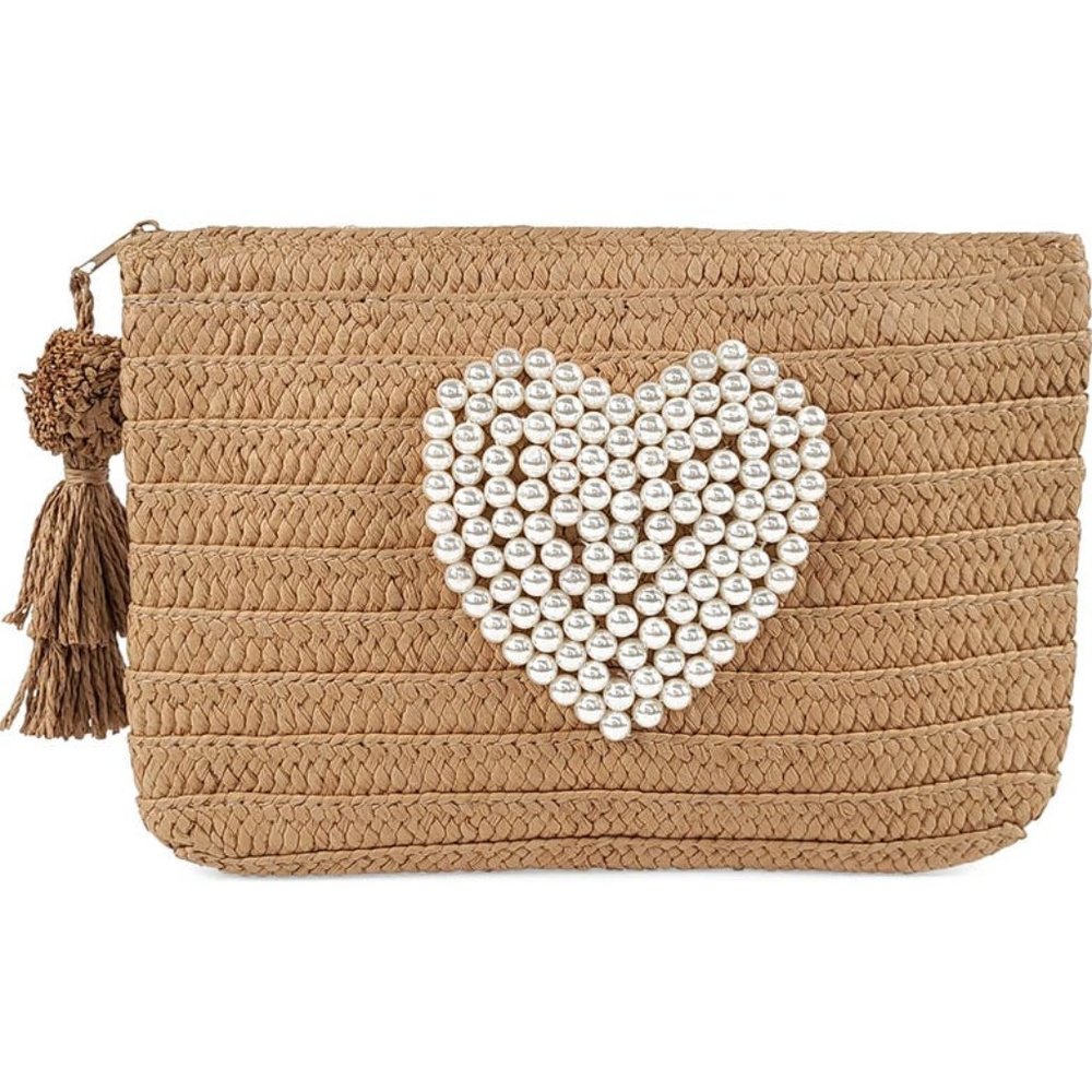 BTB Los Angeles Love Clutch in San/White NWT